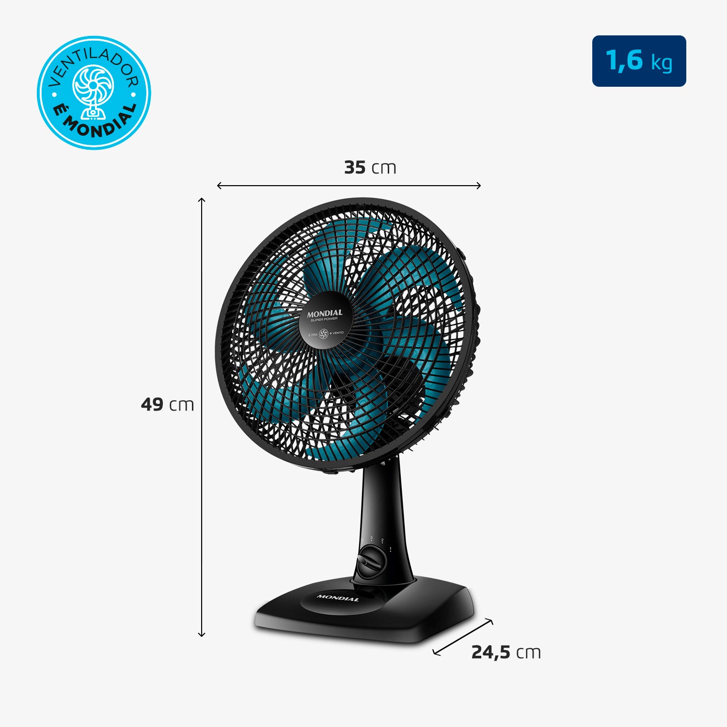 Ventilador Super Power Mondial 30cm Vsp-30-ap 6 Pás 60W Ventilador Super Power Mondial 30cm Vsp-30-ap 6 Pás 60W
